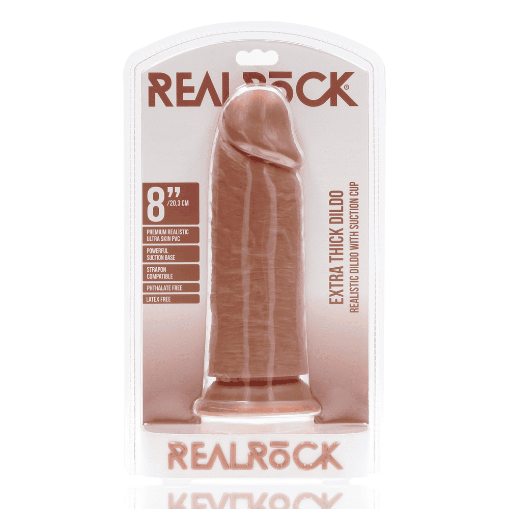 RealRock Extra Thick dildo 20,3 cm - tmavší tělová - Image 6
