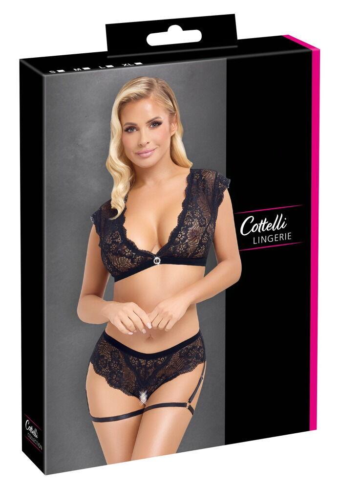 Cottelli Lingerie Krajkový set - černý: S - Obrázek 5