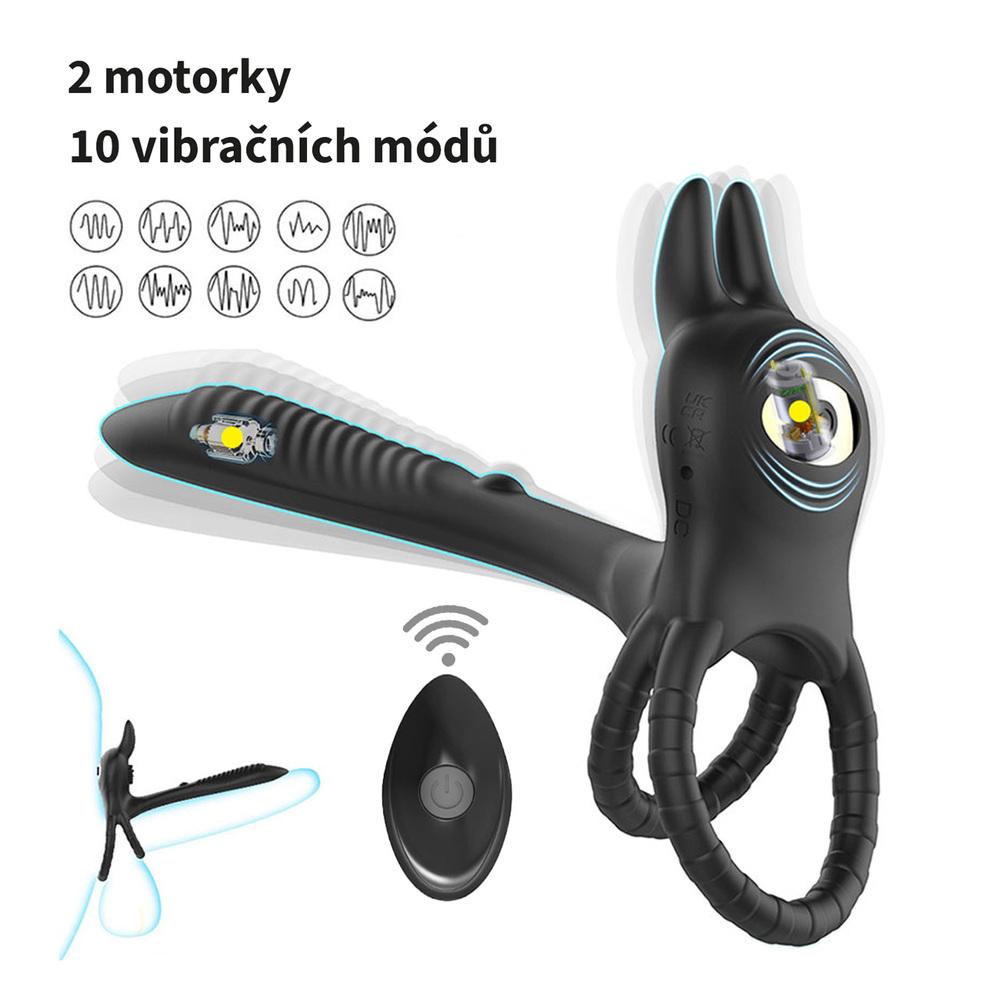 BASIC X Coby párový vibrátor rozšiřující penis černý