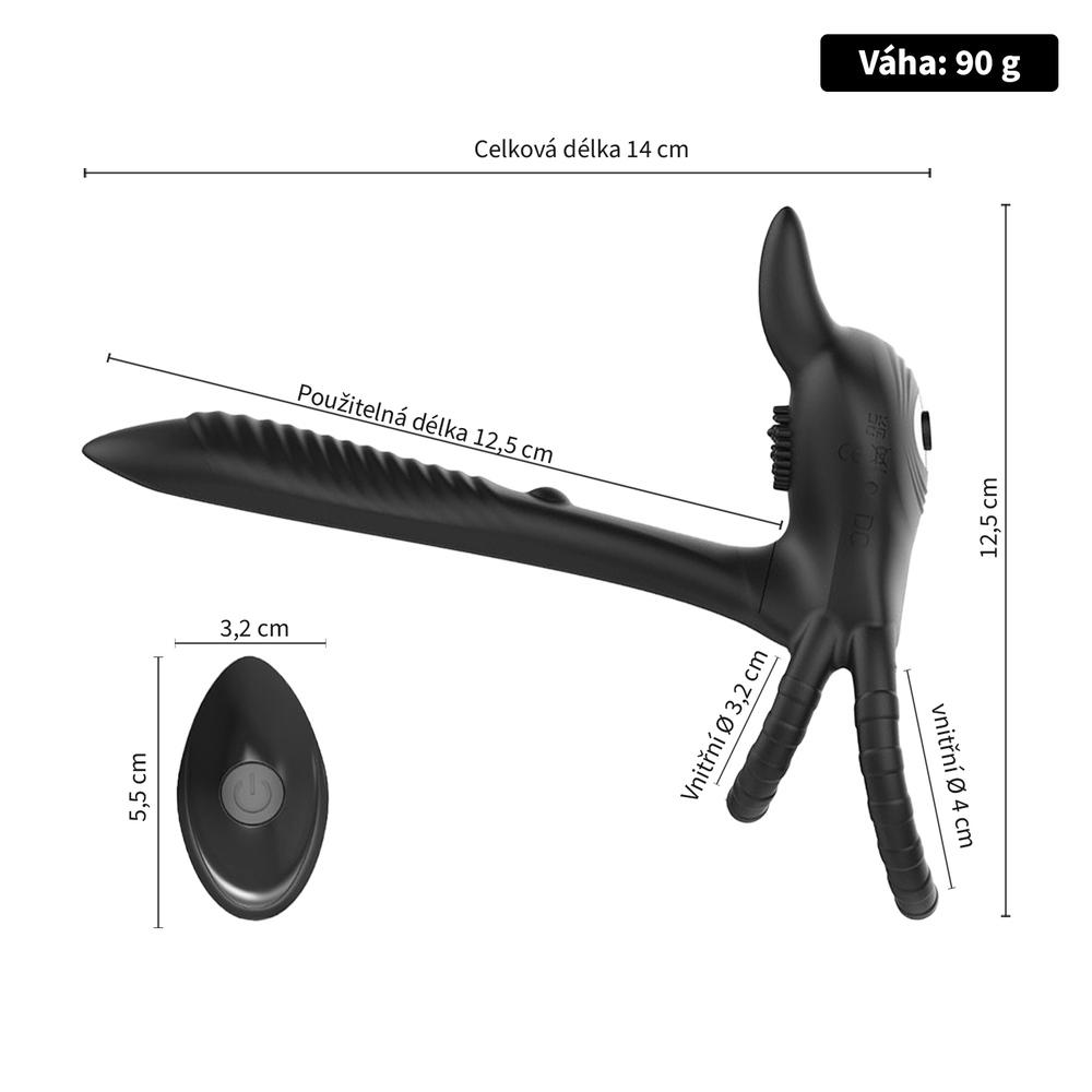 BASIC X Coby párový vibrátor rozšiřující penis černý