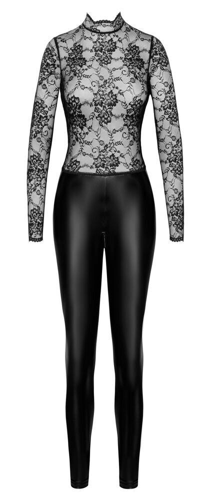 NOIR Jumpsuit s krajkovým topem - černý: S - Image 6