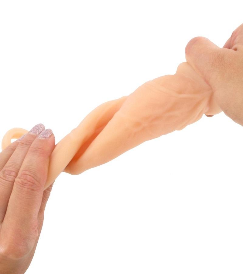 BASIC X Realistický zvětšující návlek na penis S – tělový