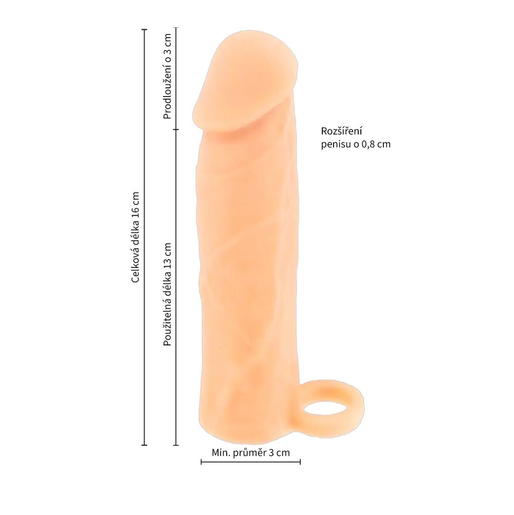 BASIC X Realistický zvětšující návlek na penis S – tělový