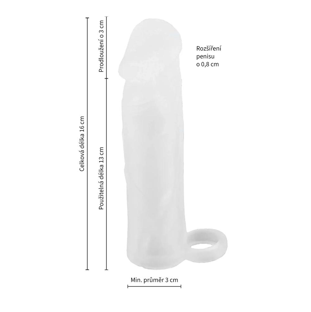 BASIC X Realistický zvětšující návlek na penis S – transparentní