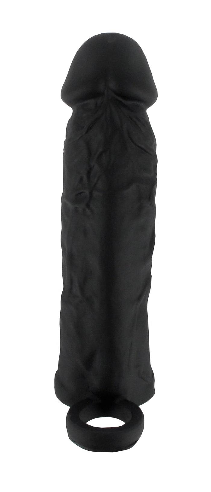 BASIC X Realistický zvětšující návlek na penis M – černý