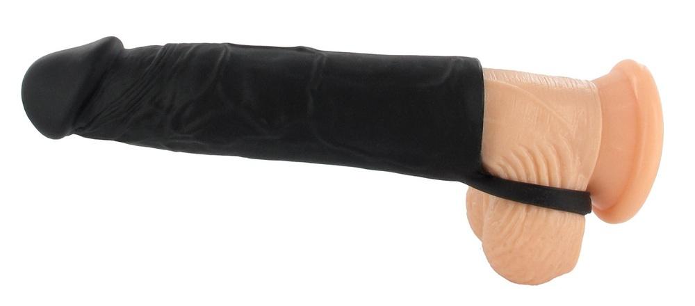 BASIC X Realistický zvětšující návlek na penis M – černý