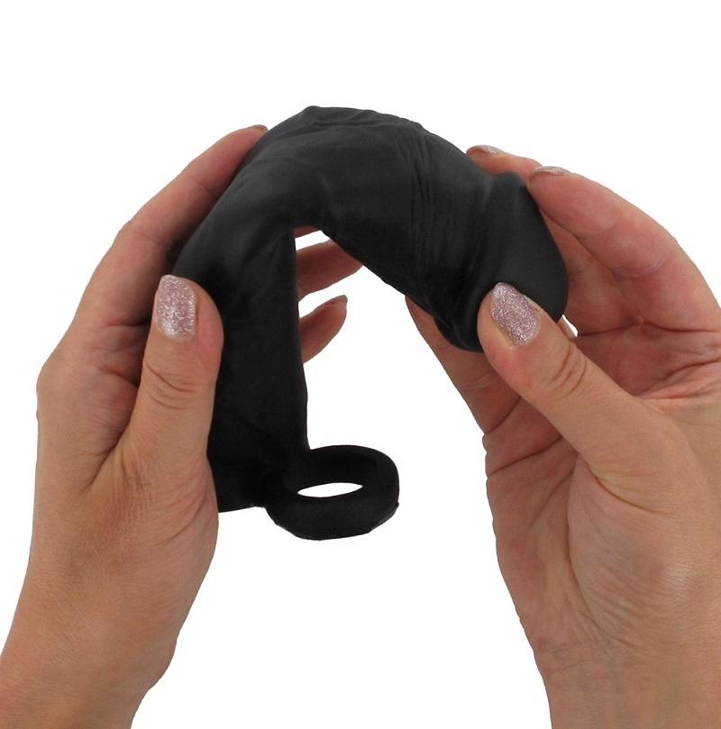 BASIC X Realistický zvětšující návlek na penis M – černý