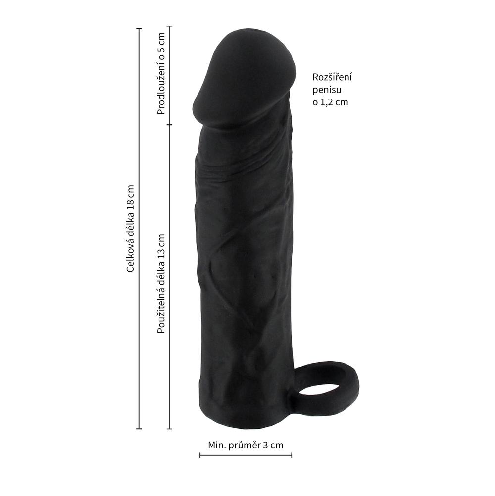BASIC X Realistický zvětšující návlek na penis M - černý - Image 3