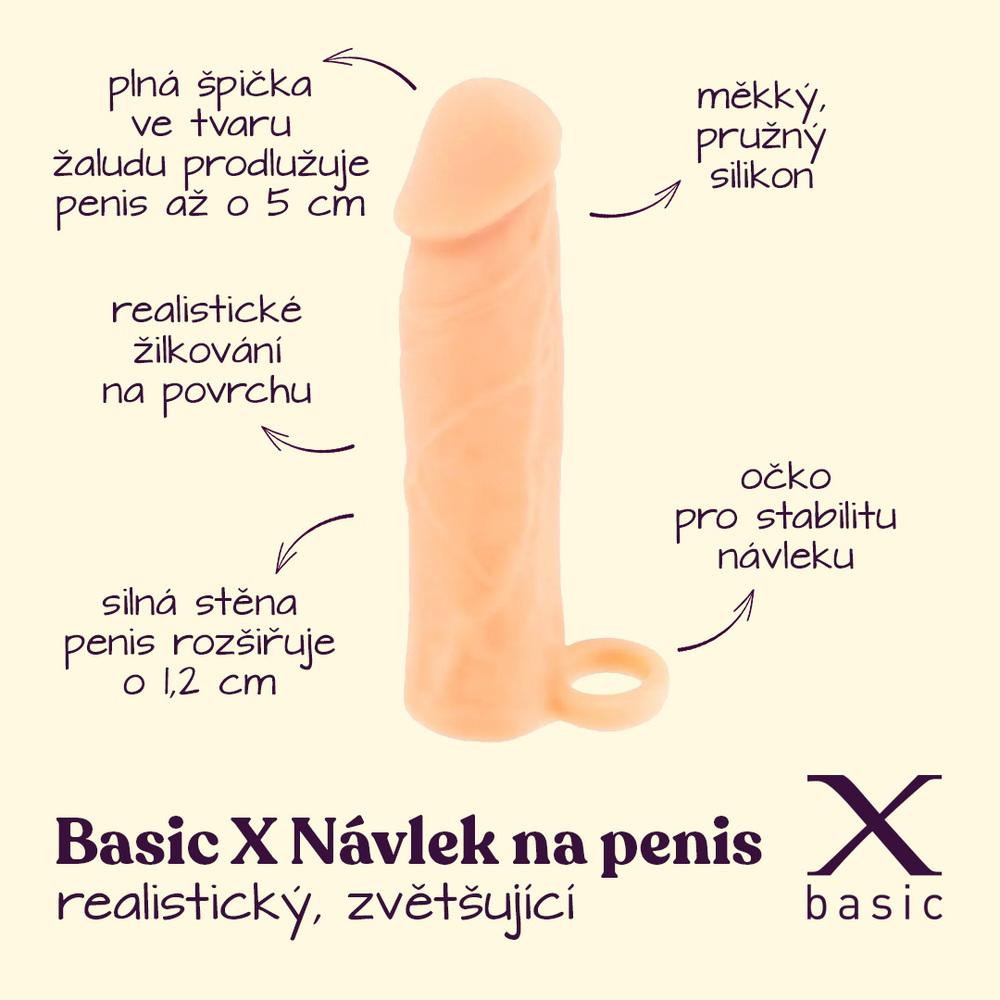BASIC X Realistický zvětšující návlek na penis M - tělový - Image 2