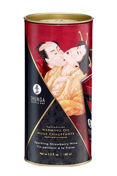 Shunga Hřejivý masážní olej s afrodiziaky - jahody/šampaňské 100 ml - Image 2