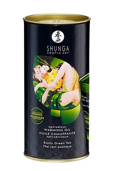 Shunga Hřejivý masážní olej s afrodiziaky - zelený čaj 100 ml - Image 2