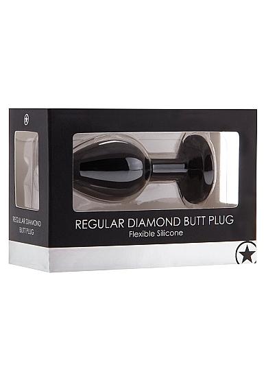 Diamond Silikonový anální kolík s kamínkem S - černý - Image 2