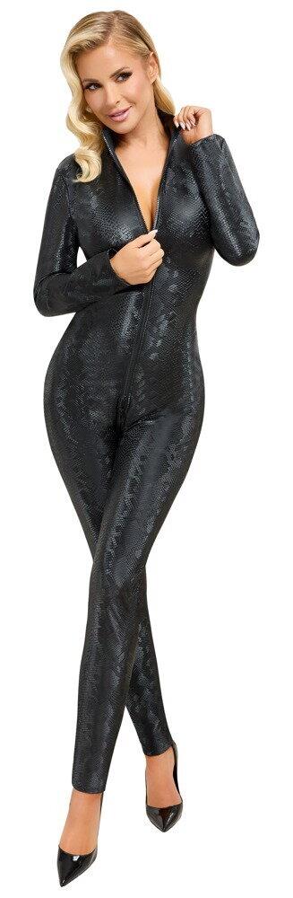 Cottelli Party Jumpsuit s hadím vzorem - černý: S