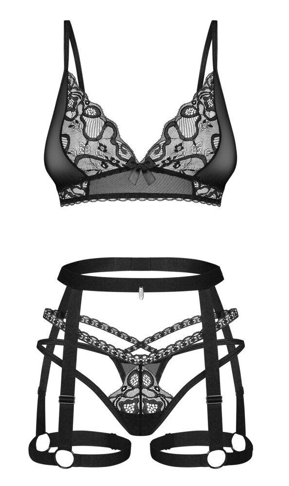 Obsessive Blomentis 3dílný set - černý: XS/S (obrázek 6)