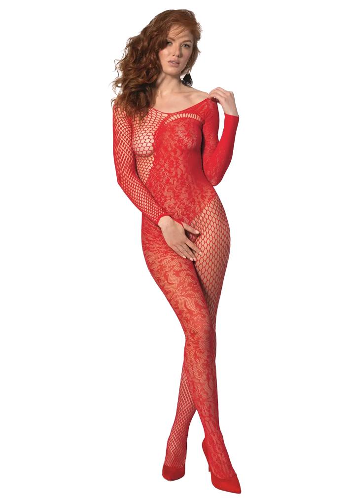 Passion bodystocking BS107 červený