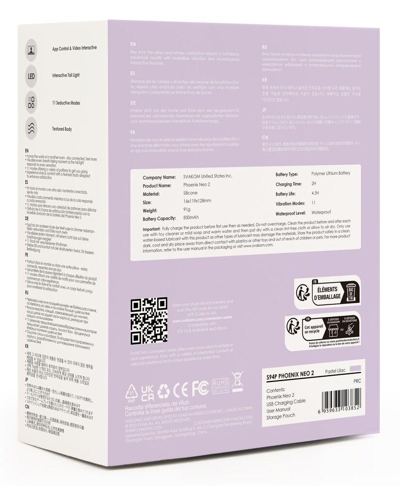 Svakom Phoenix Neo 2 vibrační vajíčko – fialové