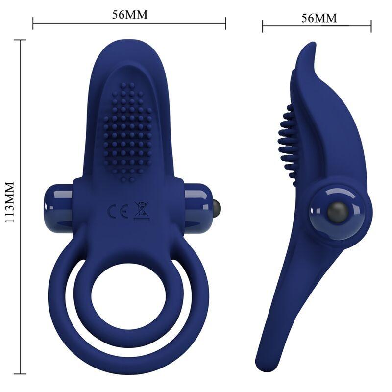 Pretty Love Bronson double vibrační erekční kroužek – modrý