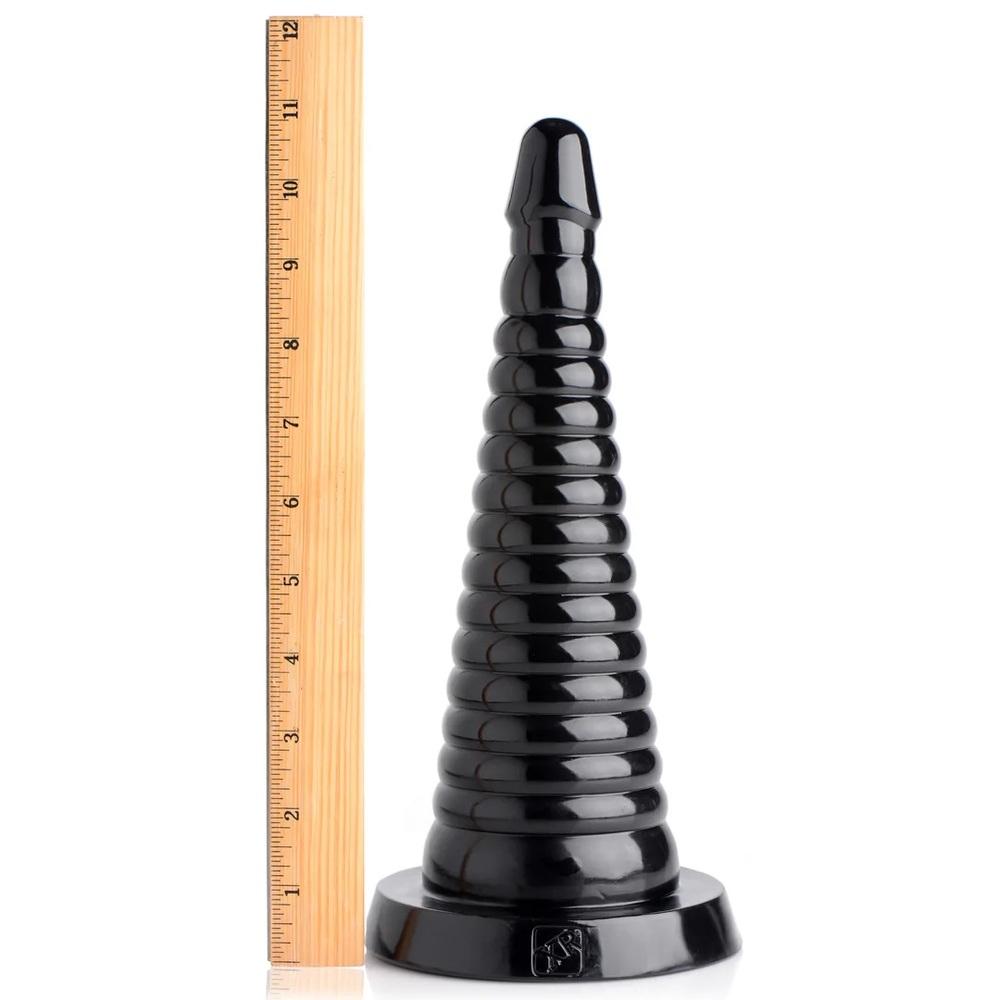 Giant Ribbed anální dildo - černé - Image 4