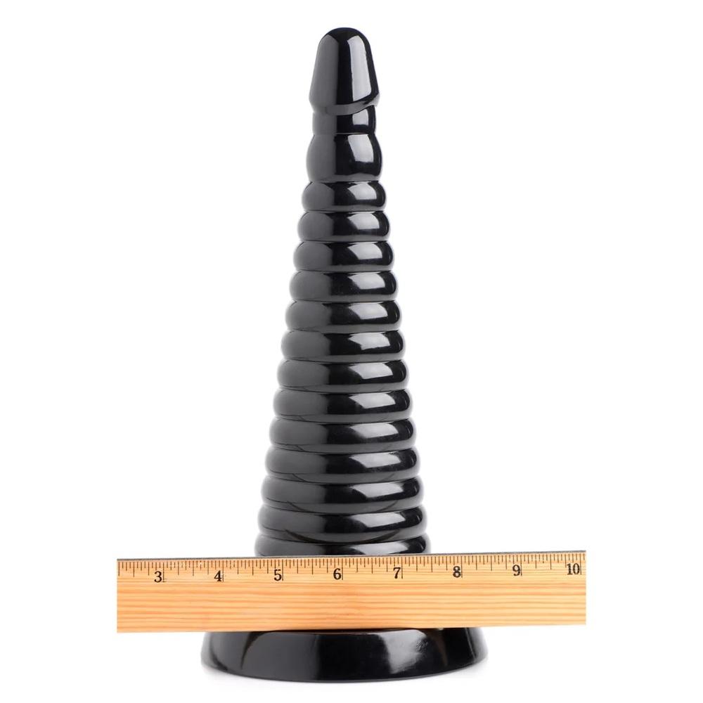 Giant Ribbed anální dildo - černé - Image 5