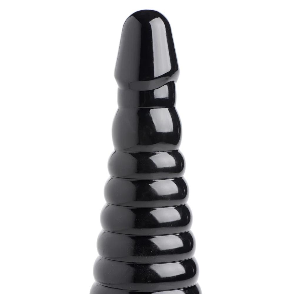 Giant Ribbed anální dildo - černé - Image 3