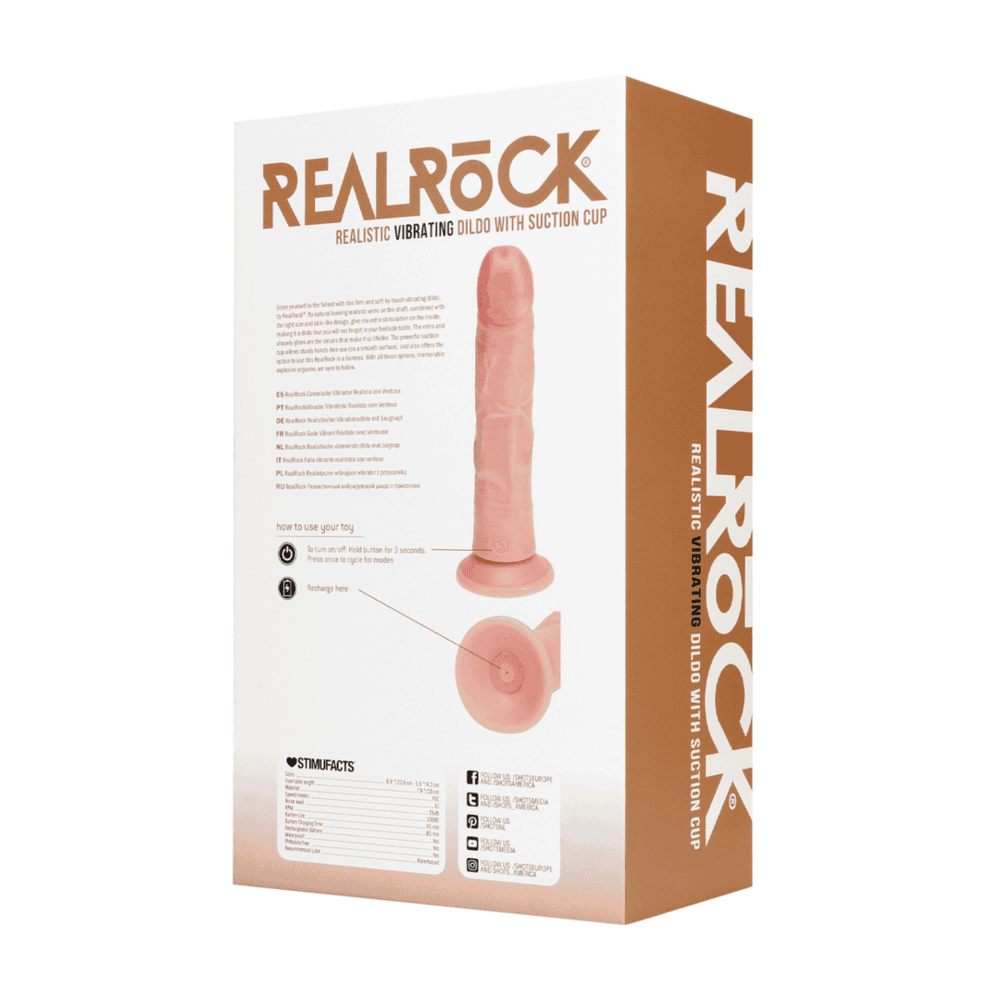 RealRock Regular Curved Cock vibrátor 20 cm – tělový