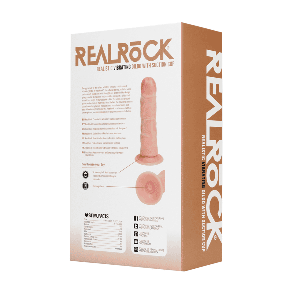 RealRock Regular Curved Cock vibrátor 15,5 cm - tělový (obrázek 8)