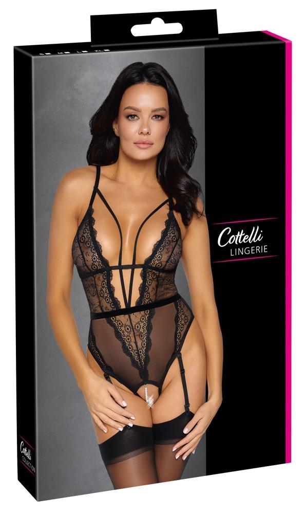 Cottelli Lingerie Body s podvazky - černé: S - Image 7