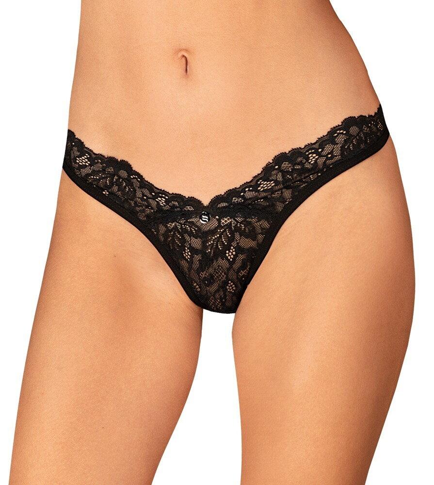 Obsessive Bellastia tanga - černá: XL/XXL