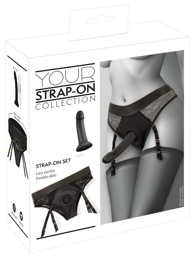 Strap-on set kalhotky a dildo – černý