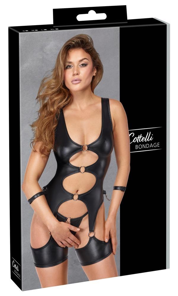 Cottelli Bondage Set body a tanga - černý: S - Obrázek 4