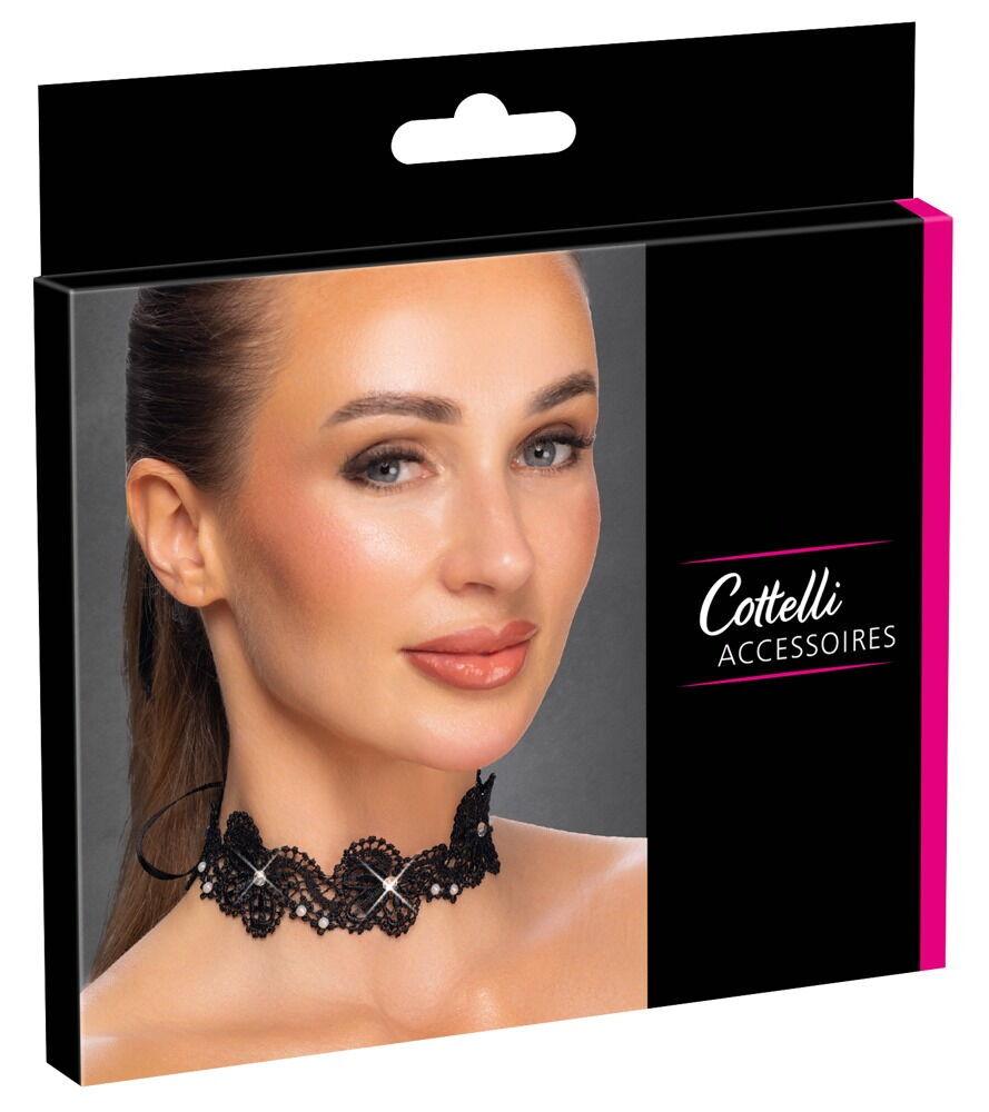 Cottelli Accessoires Choker Krajkový obojek s kamínky