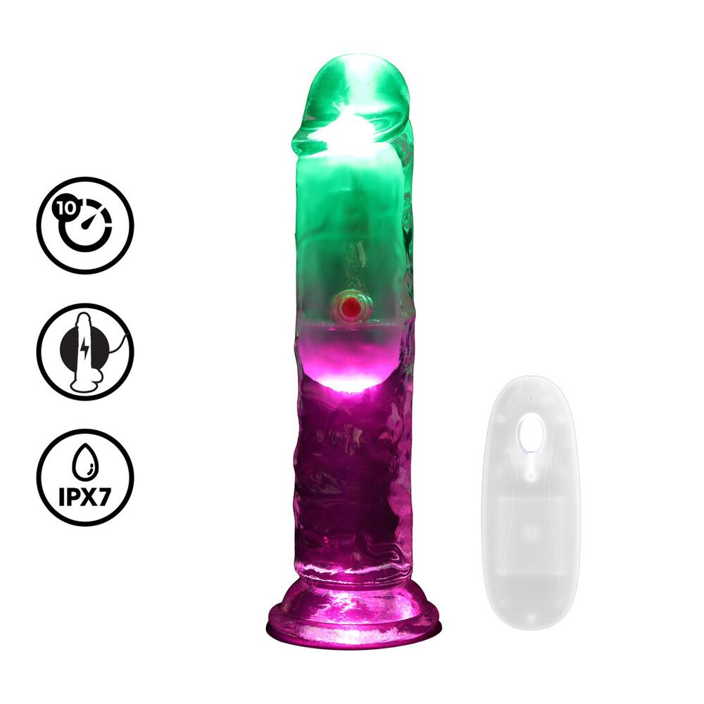 RealRock LED svítící vibrační dildo 15 cm