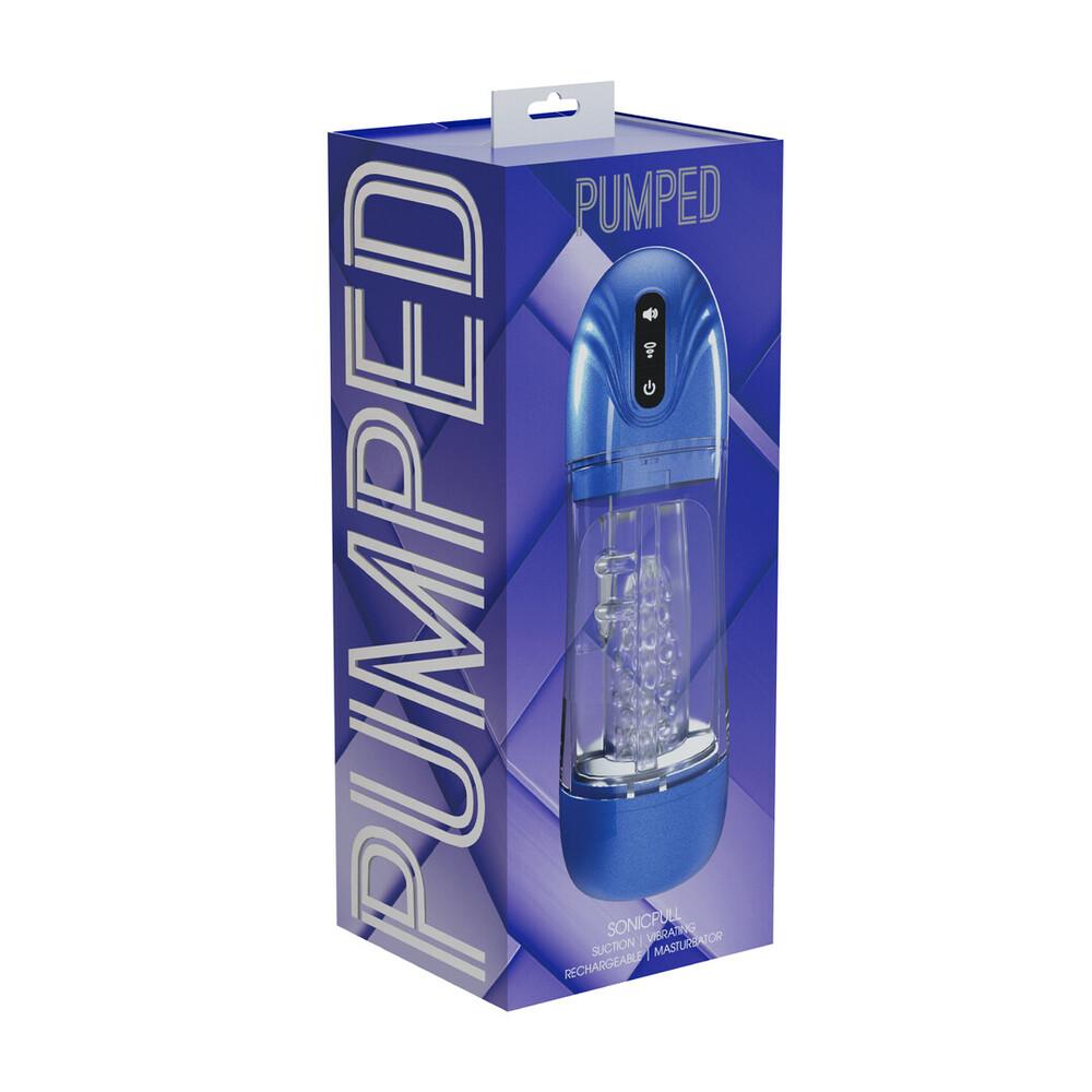 Pumped SonicPull Vibrační masturbátor s podtlakovou stimulací Metallic Blue