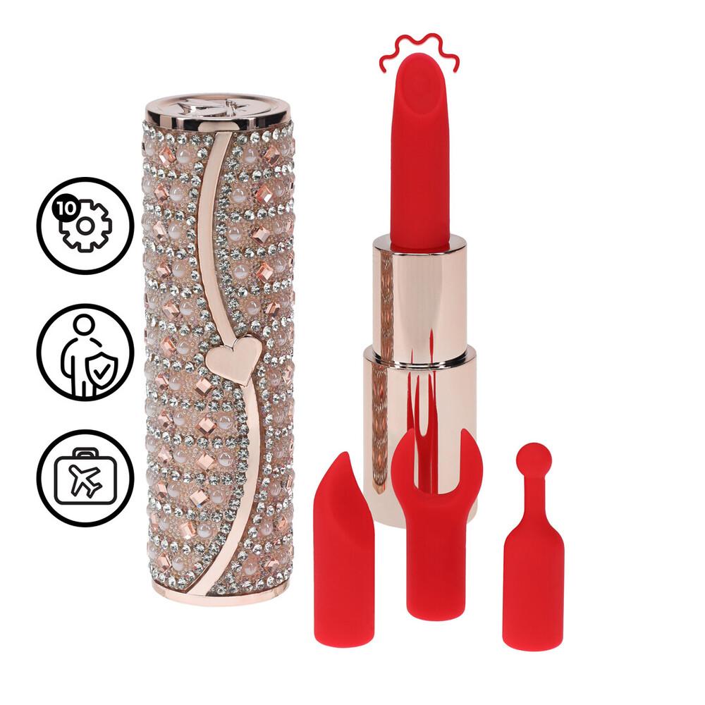 Loveline Tiffany Lipstick minivibrátor se 4 nástavci Pink (obrázek 4)