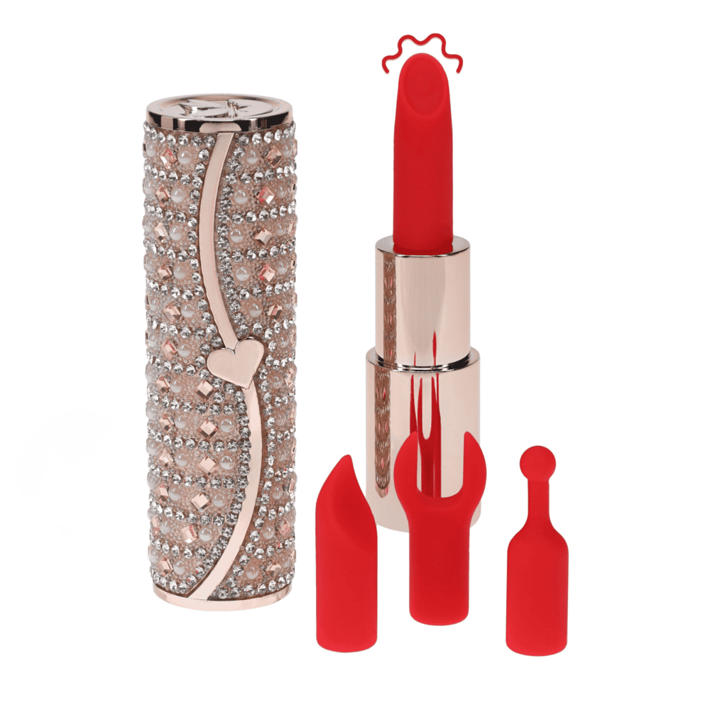 Loveline Tiffany Lipstick minivibrátor se 4 nástavci Pink