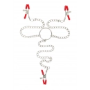 Svorky a přísavky na bradavky - BASIC X skřipce na bradavky a klitoris červené