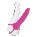 Připínací penis - Dual Anální Dildo - stimulace vaginální i anální najednou Pink