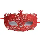 Masky, chmýří - Karnevalová maska Plastová krajka s glitry červená