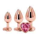 Anální šperky - REAR Set análních kolíků Rose Gold Pink Heart
