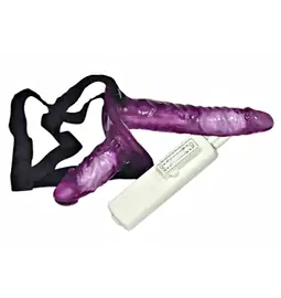 Připínací penis - Strap-On Duo Vibrační připínací penis - fialový