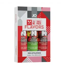Tipy na valentýnské dárky pro páry - JO H2O TRI ME Flavors sada 3ks ochucených lubrikačních gelů 3 x 30 ml