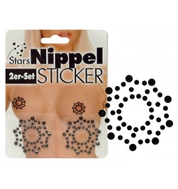 Erotické šperky - Nipple Stickers Stars Ozdoby na bradavky - černé
