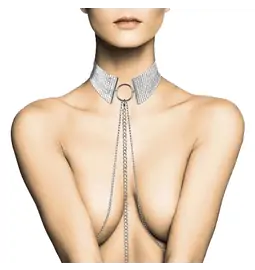 Erotické šperky - Bijoux Indiscrets Désir Métallique Náhrdelník - obojek s řetízky - stříbrný