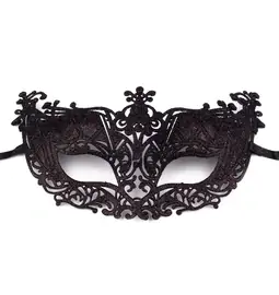 Něžné SM - Karnevalová maska plastová krajka s glitry černá