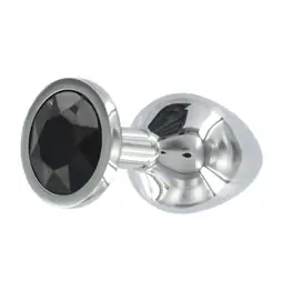 Nevibrační anální kolíky - BASIC X Tommy kovový anální kolík s černým kamínkem