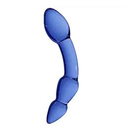 Oboustranná dilda, dvojitá - Chrystalino Superior Skleněné dildo oboustranné - modré