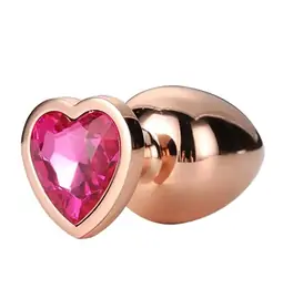 Anální šperky - Gleaming Love anální kolík rosegold růžové srdce M