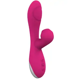 Multifunkční vibrátory - Romant Flap vibrátor rabbit s poklepem a tlakovým stimulátorem na klitoris růžový