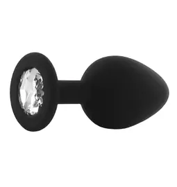 Nevibrační anální kolíky - BASIC X ShinyBlack - silikonový anální kolík s kamínkem S