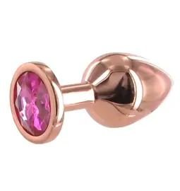 Tipy na valentýnské dárky pro ženy - BASIC X Rosegold kovový anální kolík s kamínkem růžový vel. S